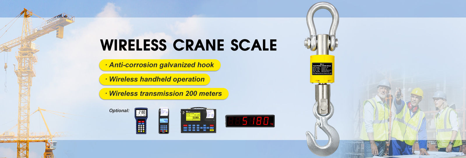 1/2/3t elektronischer drahtloser wiegender Crane Scale Digital Hanging Scale 3 Tonnen